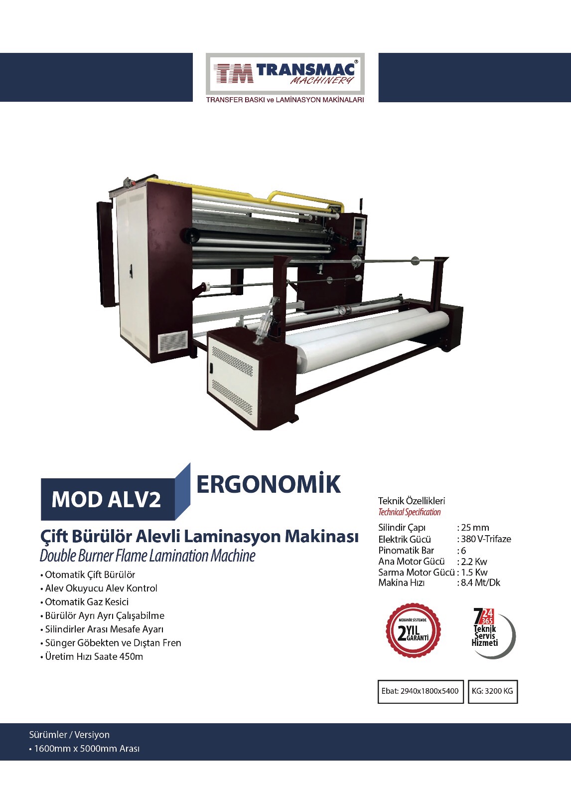 Çift Kafa Alevli Laminasyon Makinası